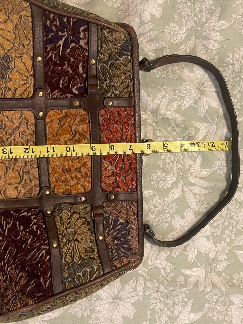 Vintage Patchwork Shoulder Bag in Brown, Orange, Red, Green - Picture 7 of 7
